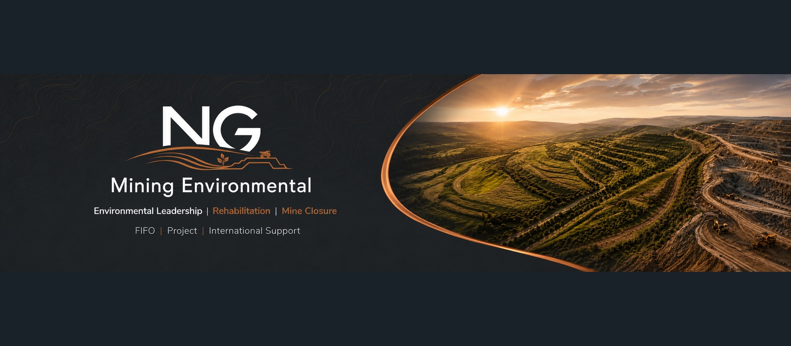 Environmental leader overlooking a mining operation at sunrise