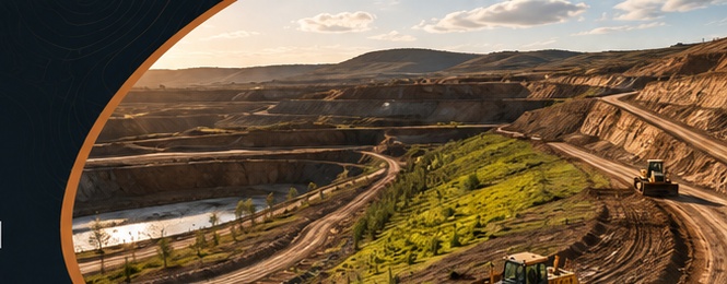 Mine rehabilitation earthworks progressing within an active mining landscape